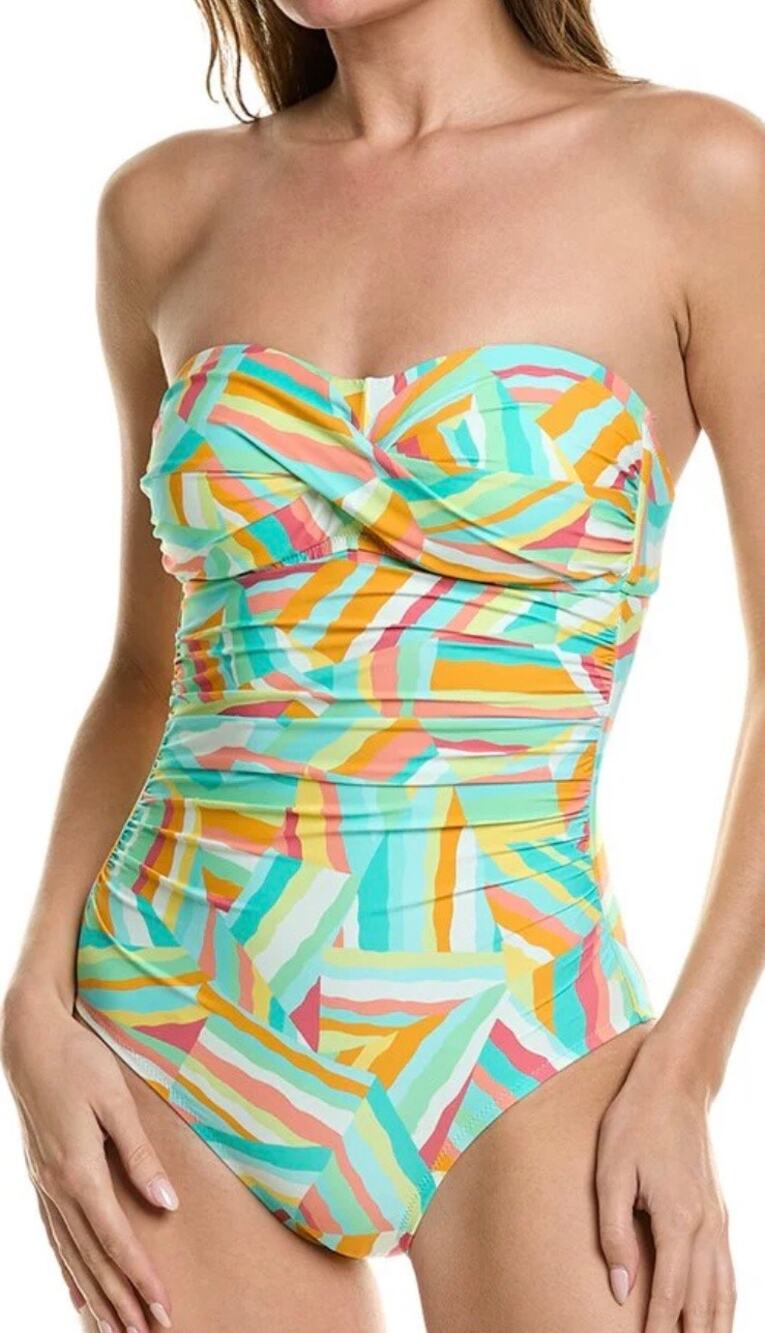Helen Jon Beach Cabana Twist Bandeau One Piece Suit M NWT